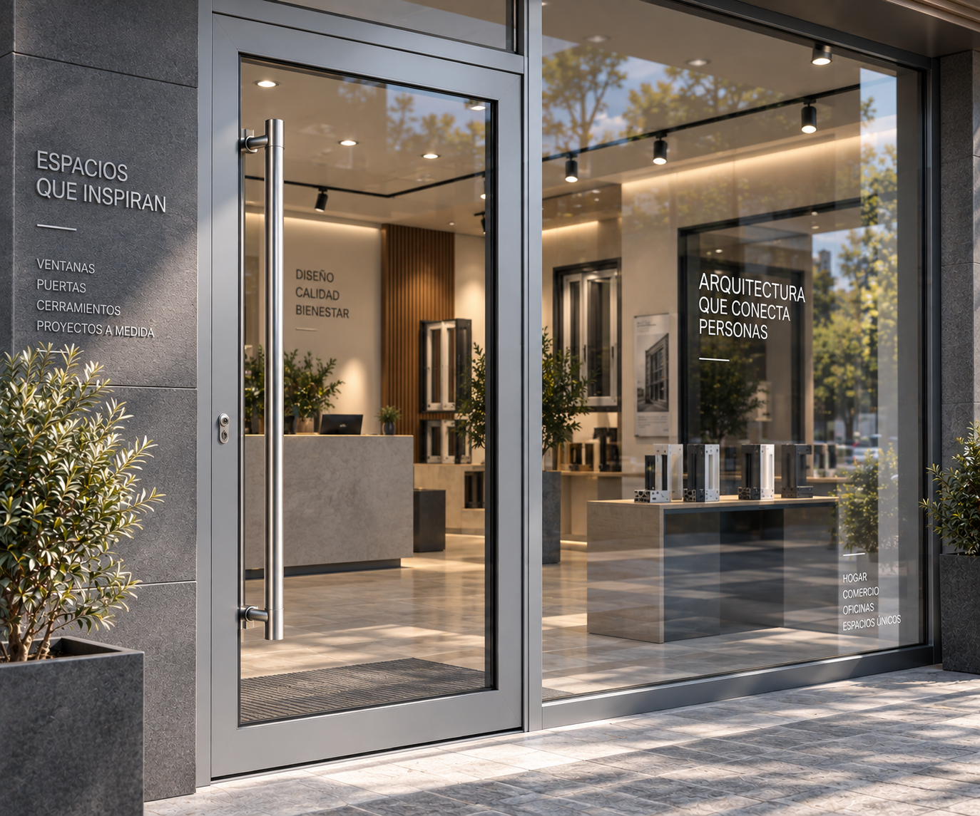 Entrada de comercio con carpintería Extrual 16/75 RPT