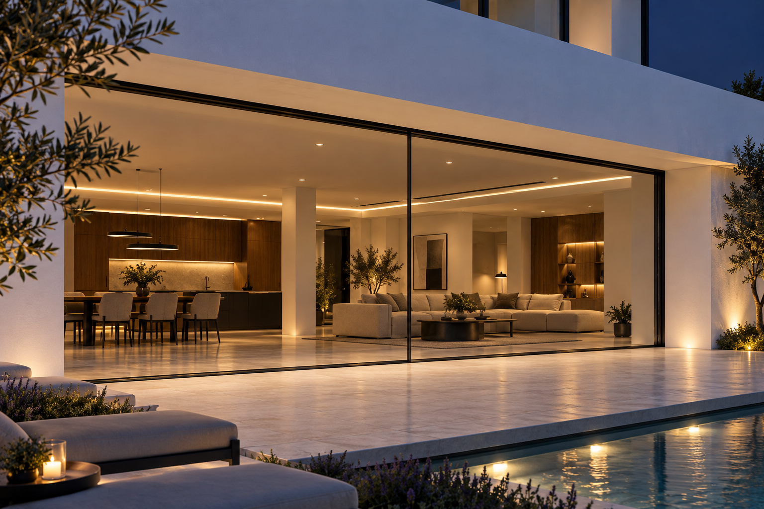 Extrual E-150 RPT en vivienda contemporánea de noche