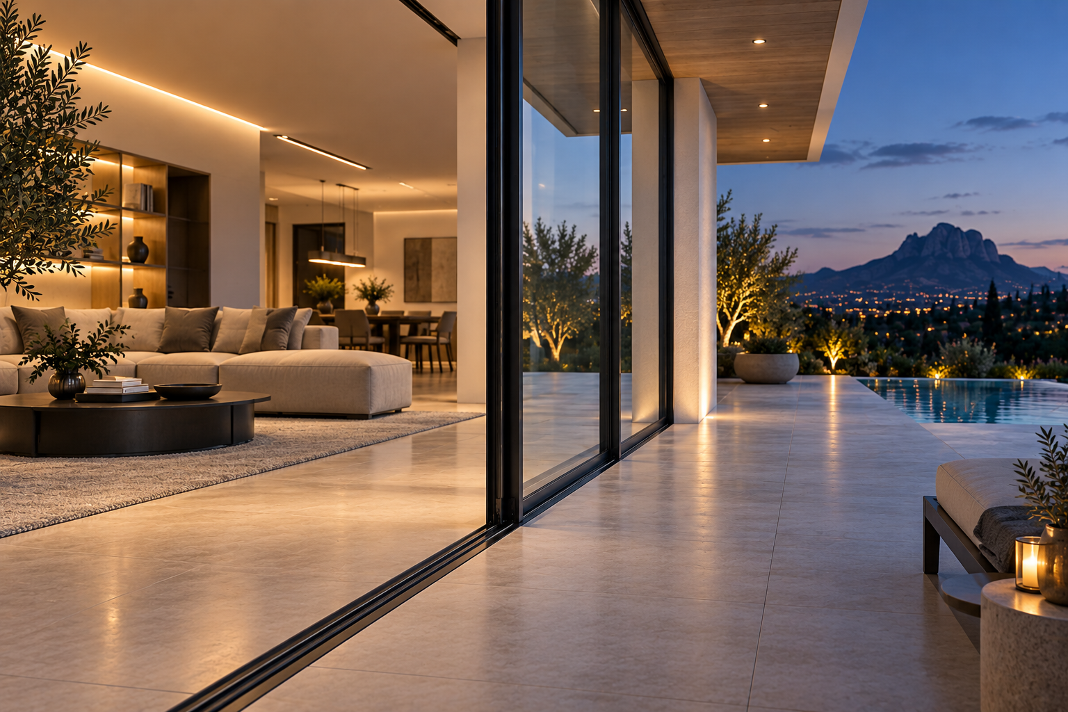 Sistema minimalista Extrual E-150 RPT abierto en vivienda contemporánea