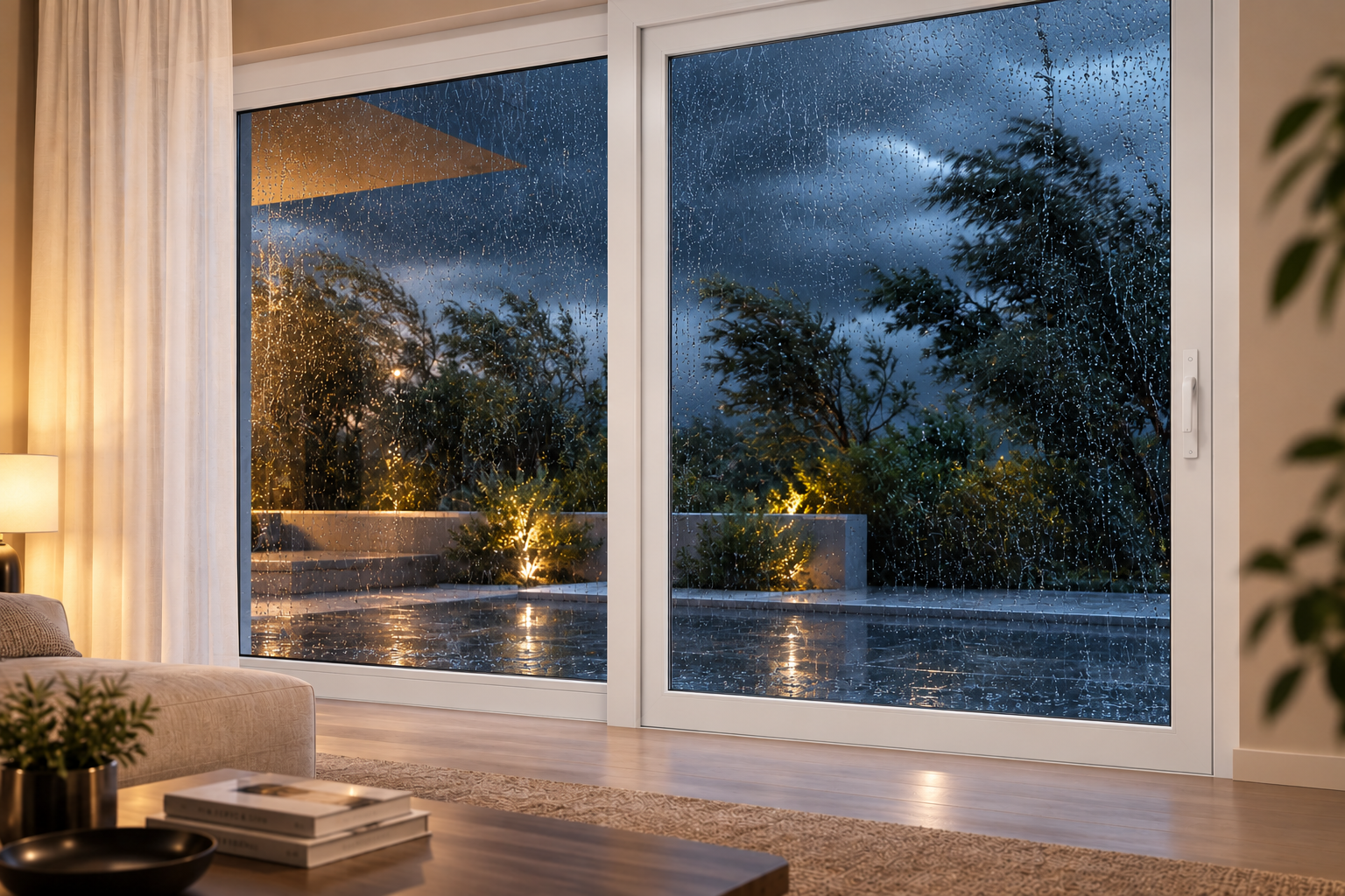 PremiSlide 76 en ambiente de lluvia y viento