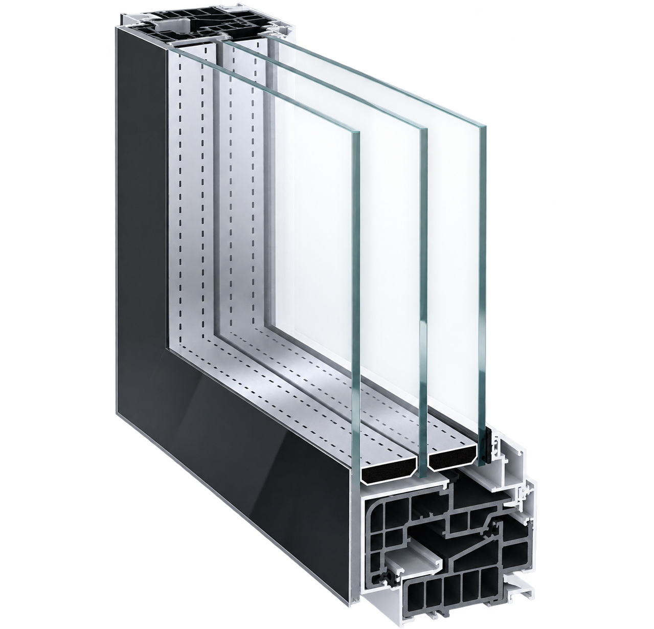 Escuadra técnica Refine Glass con frontal acristalado negro brillo