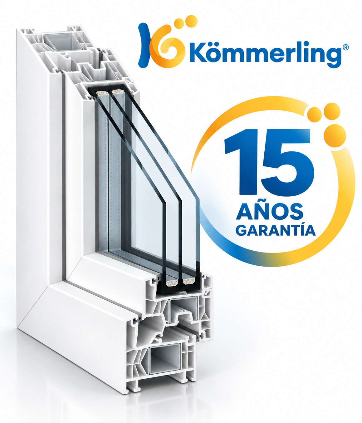 Perfil de PVC Kömmerling con 15 años de garantía XtremPro